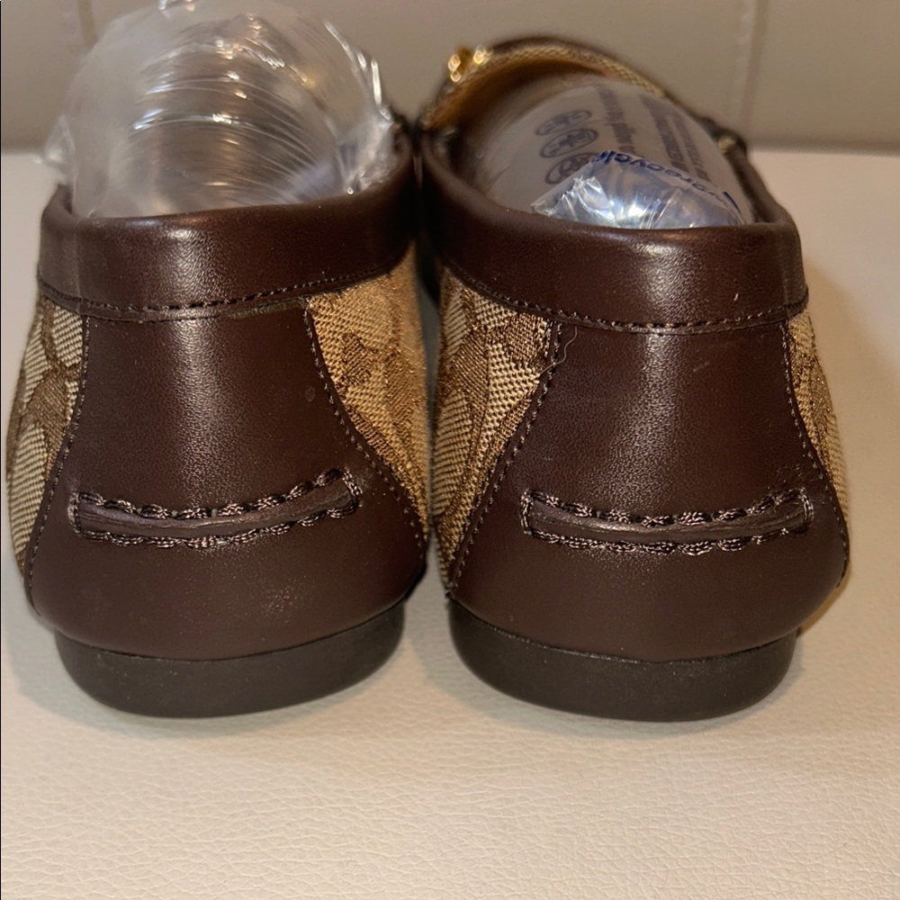 Coach Brown and Tan Loafers with Gold Accents - Picture 5 of 9